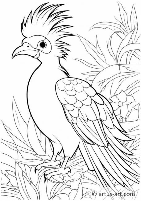 Página para colorear de ave del paraíso para niños